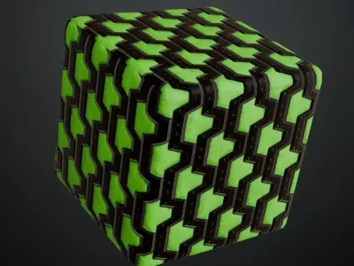 Green Sci-Fi Wall PBR Seamless Texture