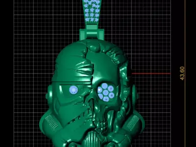 Cyber Skull Fusion Pendant  3D Printable Luxury 3D print model