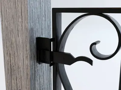 Garden Gate Wrought Iron Black with Scrolls Low-poly 3D model