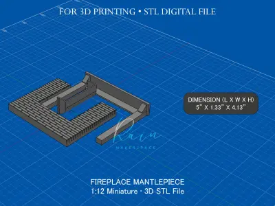 Miniature Fireplace Mantle 3D print model