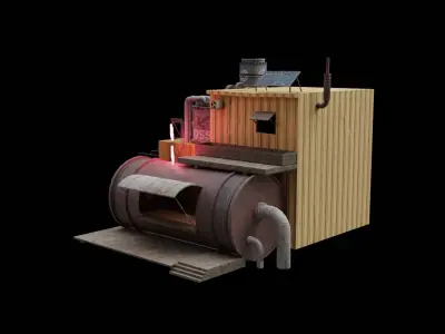 Barrels Shop  Post Apocalyptic Sci-Fi Building 3D model