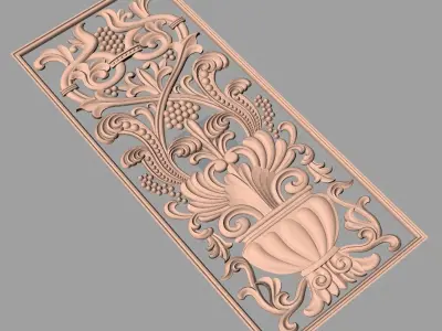 Decoration panel 3D relief  STL model used for CNC router E022 3D model