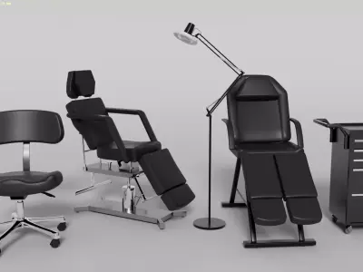 Tattoo Light Lamp Drawer Chairs all in one Low-poly 3D model