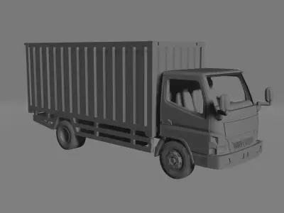 Mitsubishi Fuso Canter FE Steel Cargo Box Truck 3D print model