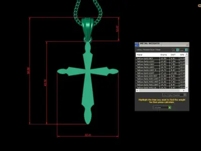 Light Gold 18K Cross Pendant 2CP068 3D print model