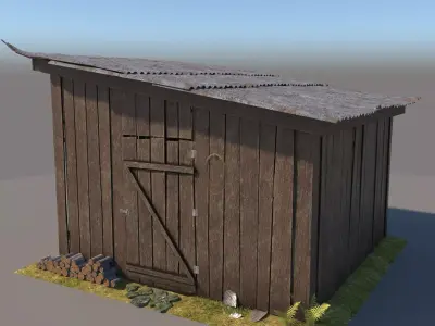 3D wooden Shed 3 model 3D model