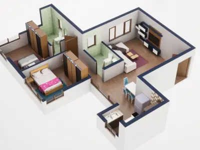 3D Floor Plan Model 28 3D model