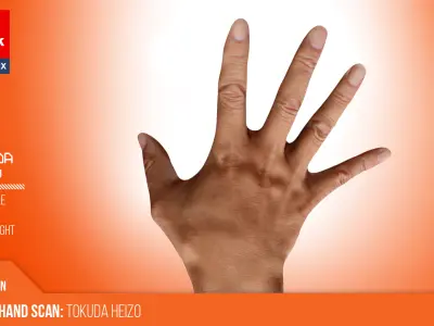 Retopologized Hand Scan | 3D Model Tokuda Heizo