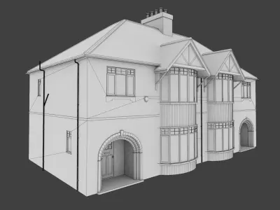 Semi detached UK house low poly Low-poly 3D model
