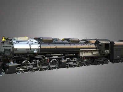 Big Boy 4014 - Steam Locomotive With Coal Wagon 3D model