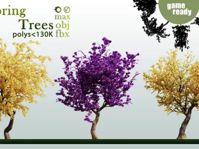 30 Spring Trees VOL 02 Low-poly 3D model