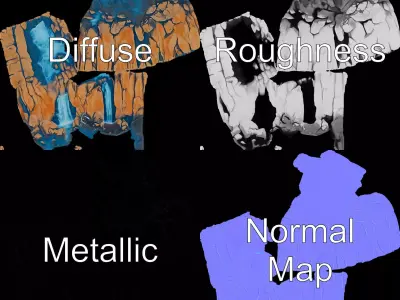 Vibrant Waterfall Terrain model pack Low-poly 3D model