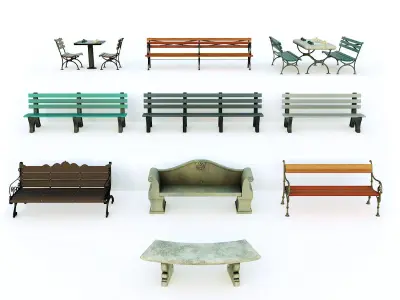 Park benches Collection 3D model