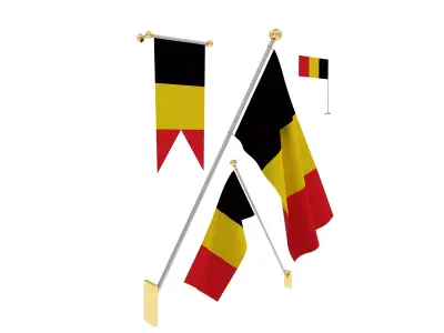 Flags of Belgium 3D model