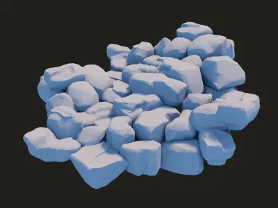 Stylized Rock Pack  16 Rocks game ready Low-poly 3D model