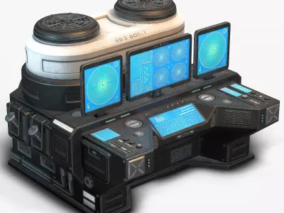 Sci Fi Lab Computer Low Poly Low-poly 3D model