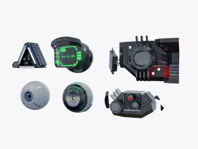 Cybernetic eyes pack Low-poly 3D model