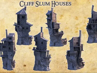 Cliff Slum Village Tabletop Terrain 28MM  3D print model