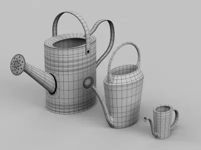 watering cans - set of 3 3D model