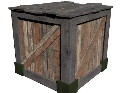 Wooden crate 3d model  Low-poly 3D model