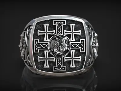 Jerusalem Cross Crusader Knight Medieval Signet 3D print model
