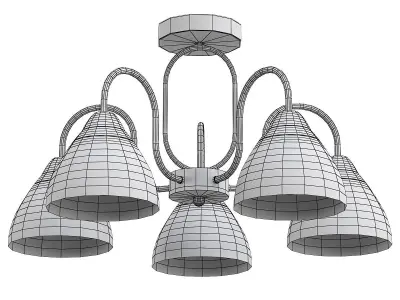 alfa-324017305 five light chandelier with gold and glass shades 3D model