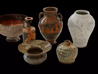 Set of historical vases Low-poly 3D model