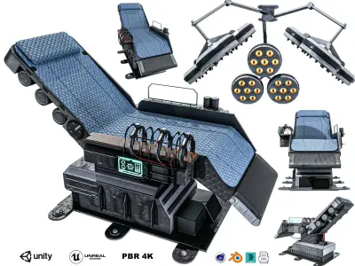 Sci-fi Medical Lab Chair Low-poly 3D model