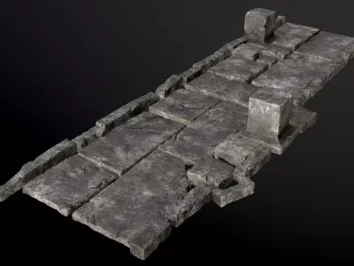 Stone path constructor 3 colours Low-poly 3D model