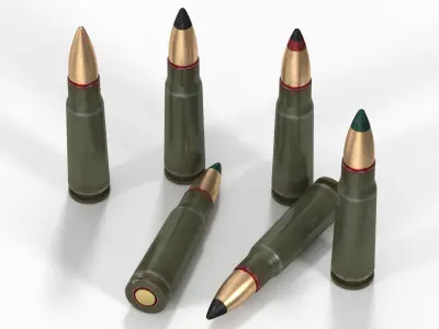 Soviet or Russian Cartridge  for AK 47 3D model