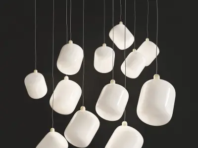chandelier collection low poly 3d model ceiling light with fo... Low-poly 3D model
