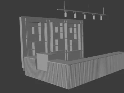 Restaurant bar vitrin furniture and lighting lamp 3D model