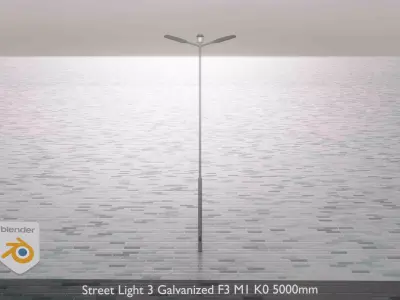 Street Light 3 Galvanized F3 M1 K0 5000mm Low-poly 3D model
