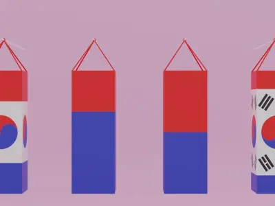 Korean Lanterns Collection Low-poly 3D model