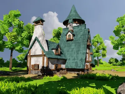 Medieval House 9 With Environment Low-poly 3D model