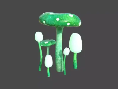 Fantasy Mushroom H04 Green - Scene Backdrop Design Low-poly 3D model