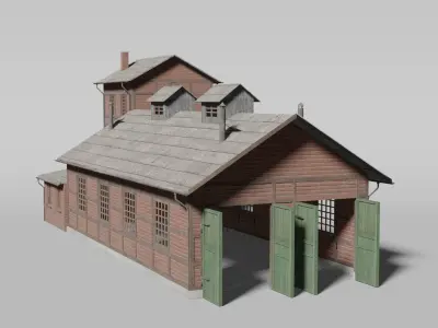 Old brick train shed 3D model