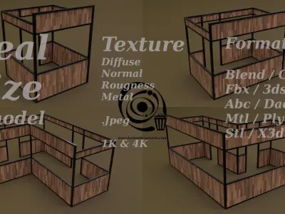 Stall stand Set 4M1T 01 R Low-poly 3D model