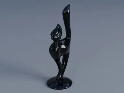 cat sculpture decoration Low-poly 3D model