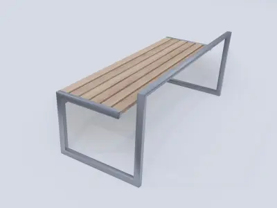 City park garden bench Low-poly 3D model