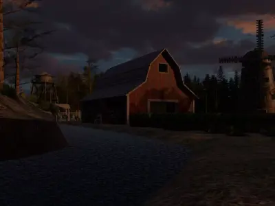 Abadoned Farm PS1 Environment Free low-poly 3D model