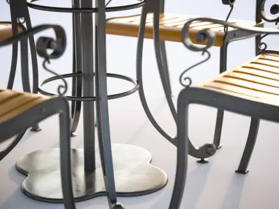 Basic four chairs in the middle of the street 3D model