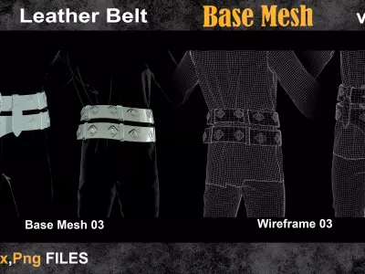 05 Leather Belt Base Mesh vol 25 Low-poly 3D model