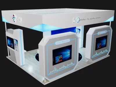 5G Technology Exhibition Booth Stand 3D model