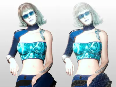 Vera Aether Sci Fi Female Character Stylized Low-poly 3D model