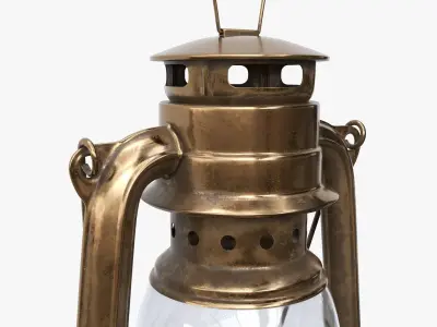 Old kerosene metal  lamp 01 3D model