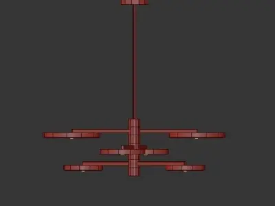 AX269 chandelier with four circular lights in gold and brass 3D model