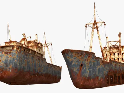 Rusted Cargo Shipwreck Vessel Old Rust Blue 