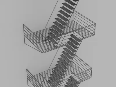 Fire Escape Staircase Free 3D model
