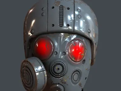 Gas mask helmet 3d model scifi Low-poly Low-poly 3D model Low-poly 3D model